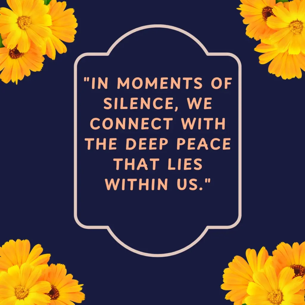 "In moments of silence, we connect with the deep peace that lies within us."