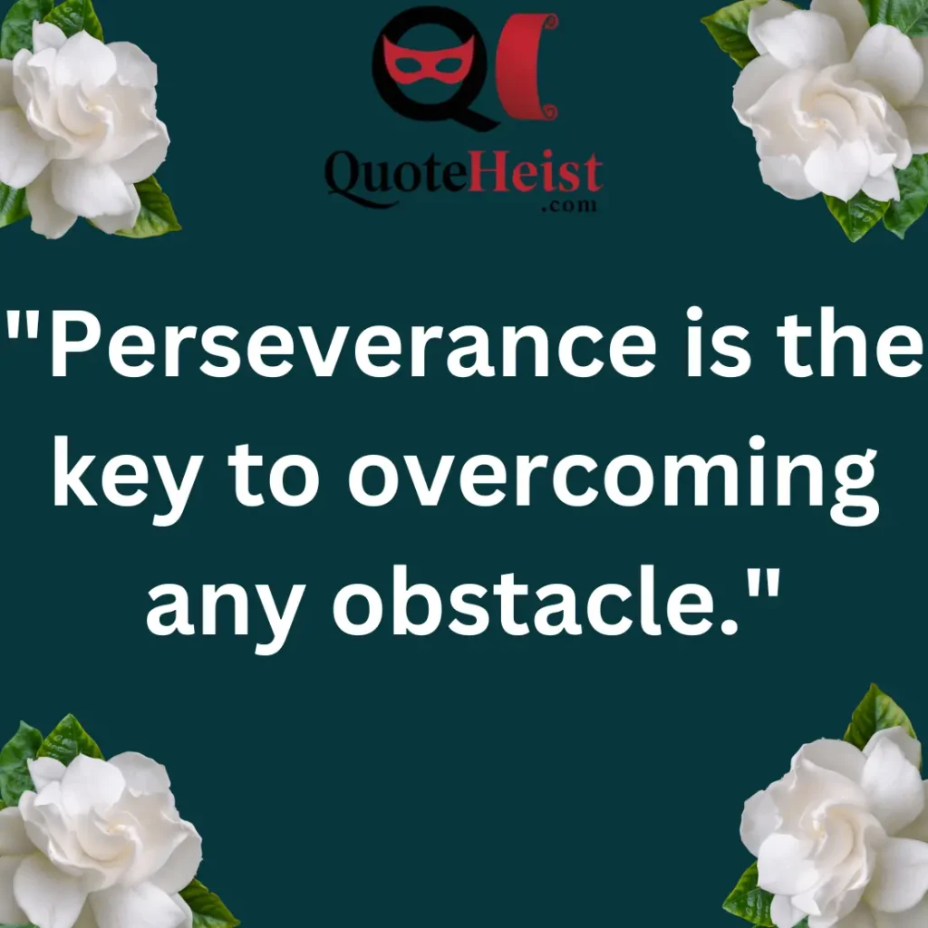 "Perseverance is the key to overcoming any obstacle."