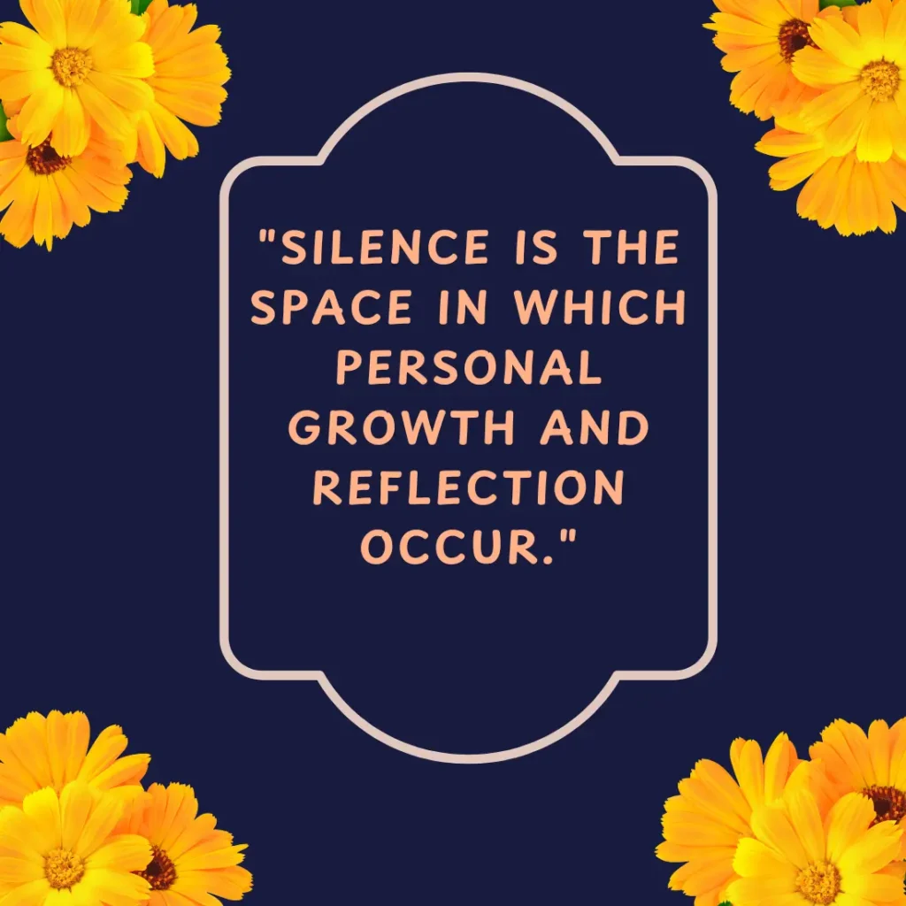 "Silence is the space in which personal growth and reflection occur."