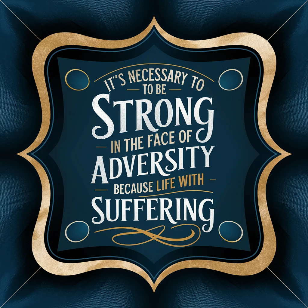 "It's necessary to be strong in the face of adversity because life is filled with suffering."