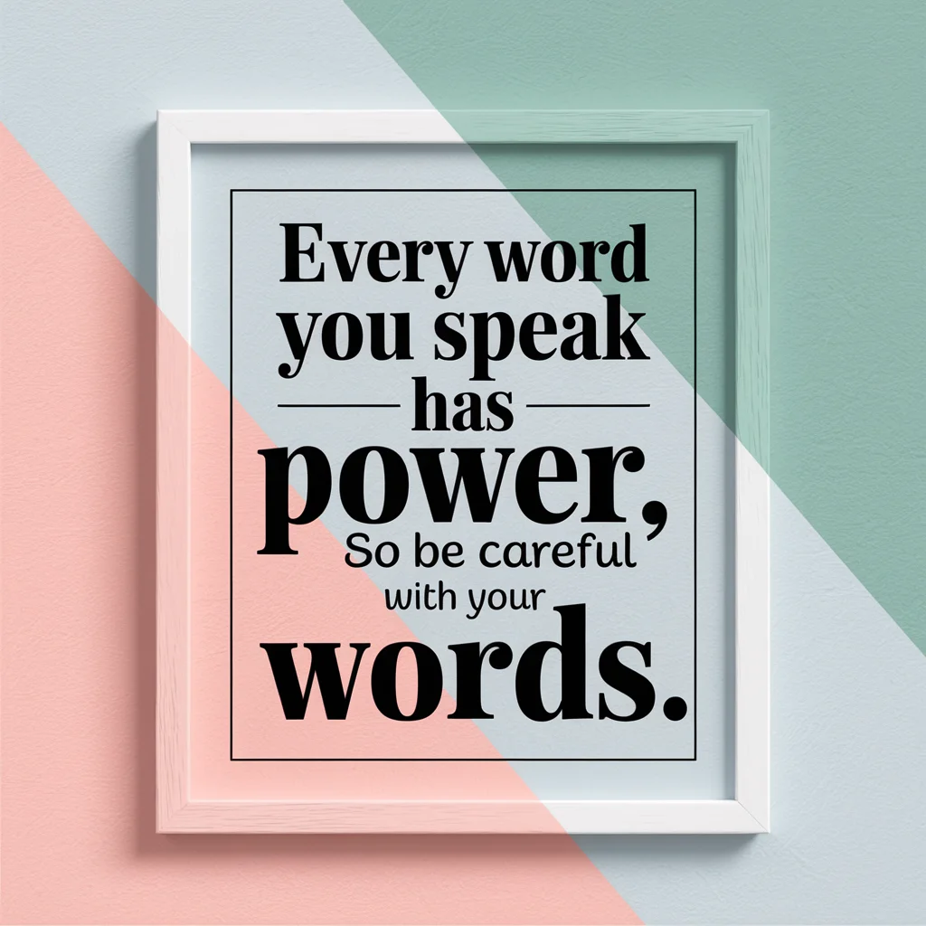 "Every word you speak has power, so be careful with your words."